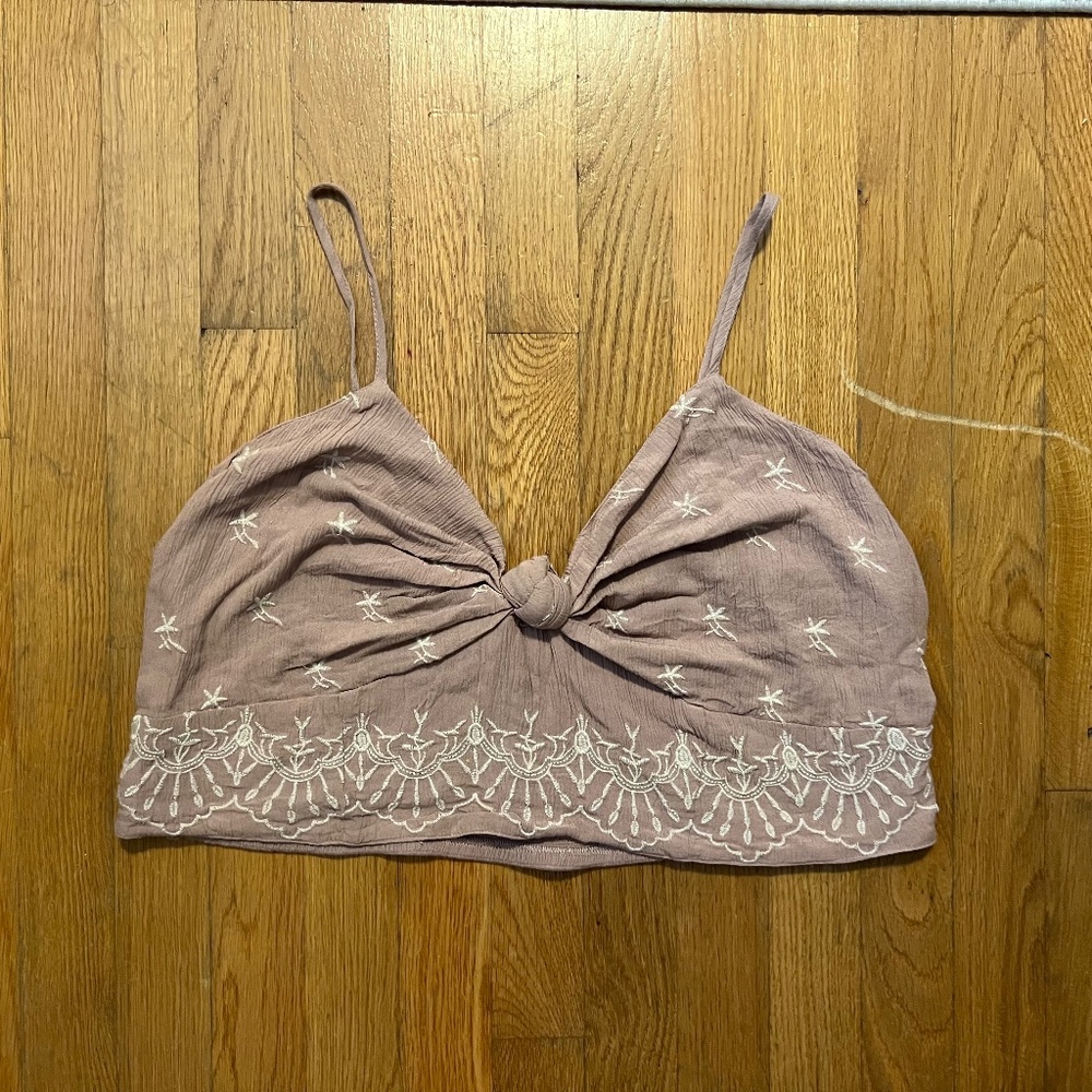 American Eagle Knotted Embroidered Tank